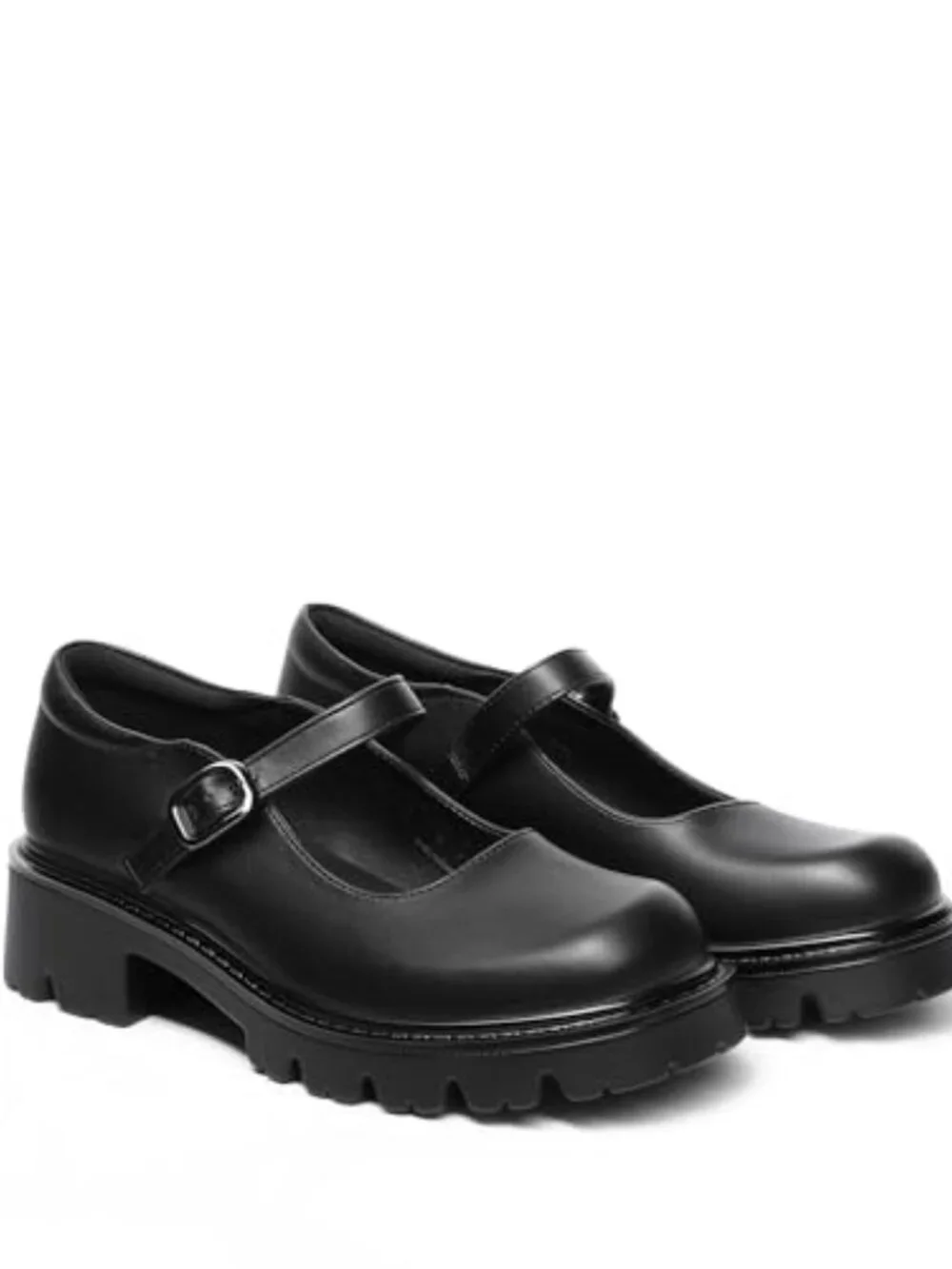 Mary Jane Platform Pumps Faux Leather Chunky Block Heel Closed Toe Buckle